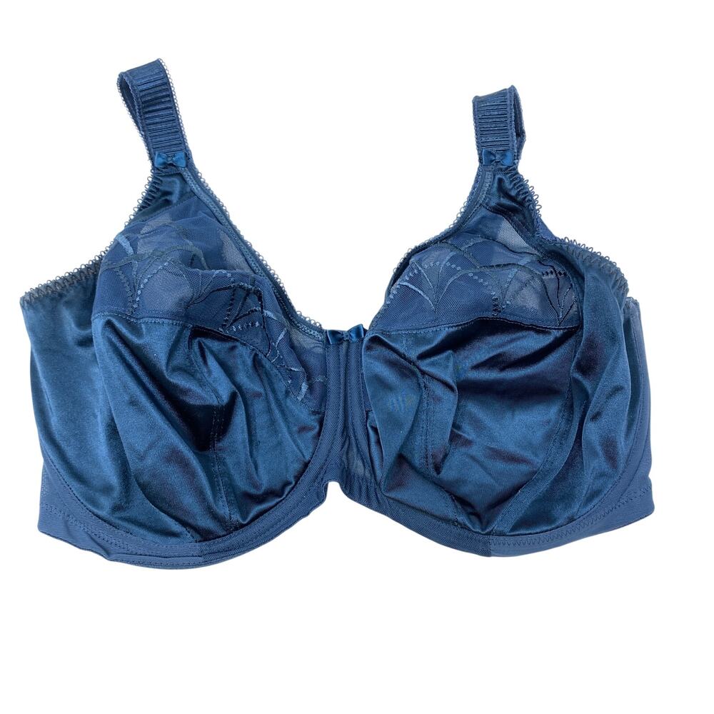 Elomi Cate Underwire Banded Bra Womens Size 34J Blue Satin
